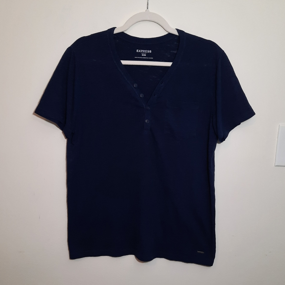 Express Henley T-Shirt Burn Out Tee Size M